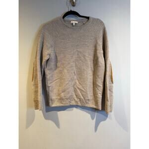 Peter Millar Merino Wool Sweater Mens Medium Gray Elbow Patch Pullover